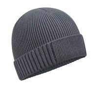 Beechfield Men's Cotton Engineered Patch Beanie in Mid Grey Beechfield Mid Grey One Size