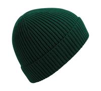 Beechfield Men's Engineered Knit Ribbed Beanie in Bottle Green Beechfield Bottle Green One Size