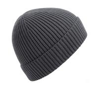 Beechfield Men's Engineered Knit Ribbed Beanie in Mid Grey Beechfield Mid Grey One Size