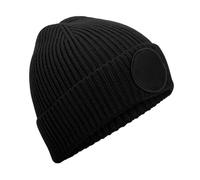 Beechfield Men's Fashion Circular Patch Beanie in Black Beechfield Black One Size
