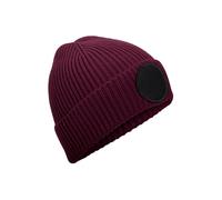 Beechfield Men's Fashion Circular Patch Beanie in Burgundy Beechfield Burgundy One Size