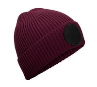 Beechfield Men's Fashion Circular Patch Beanie in Burgundy Beechfield Burgundy One Size