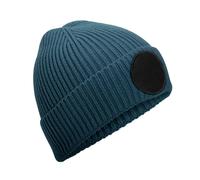 Beechfield Men's Fashion Circular Patch Beanie in Dark Blue Beechfield Dark Blue One Size
