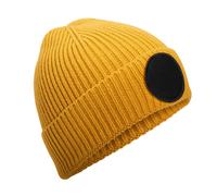 Beechfield Men's Fashion Circular Patch Beanie in Mustard Beechfield Mustard One Size
