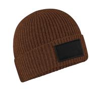 Beechfield Men's Fashion Patch Beanie in Walnut Beechfield Walnut One Size