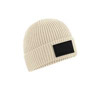 Beechfield Men's Fashion Woven Patch Beanie in Beige Beechfield Beige One Size