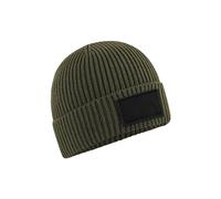 Beechfield Men's Fashion Woven Patch Beanie in Dark Green Beechfield Dark Green One Size