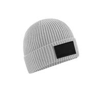 Beechfield Men's Fashion Woven Patch Beanie in Mid Grey Beechfield Mid Grey One Size