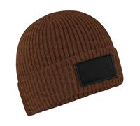 Beechfield Men's Fashion Woven Patch Beanie in Walnut Beechfield Walnut One Size