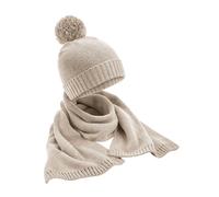 Beechfield Men's Flecked Knitted Hat & Scarf Set in Beige Beechfield Beige One Size