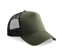 Beechfield Men's Half Mesh Trucker Cap Headwear in Dark Olive Beechfield Dark Olive One Size