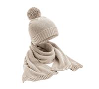 Beechfield Men's Knitted Scarf & Beanie Set in Medium Beige Beechfield Medium Beige One Size