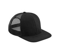 Beechfield Men's Original 6 Panel Flat Peak Trucker Cap in Black Beechfield Black One Size