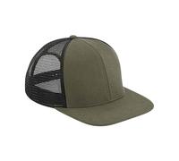 Beechfield Men's Original 6 Panel Flat Peak Trucker Cap in Dark Olive Beechfield Dark Olive One Size