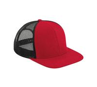 Beechfield Men's Original 6 Panel Flat Peak Trucker Cap in Red Beechfield Red One Size