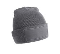 Beechfield Men's Original Woven Patch Beanie in Mid Grey Beechfield Mid Grey One Size