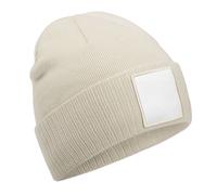 Beechfield Men's Patch Appliqué Beanie in Light Beige Beechfield Light Beige One Size