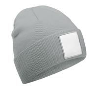 Beechfield Men's Patch Appliqué Beanie in Pale Grey Beechfield Pale Grey One Size