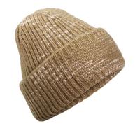 Beechfield Men's Patch Chunky Knit Beanie in Medium Beige Beechfield Medium Beige One Size