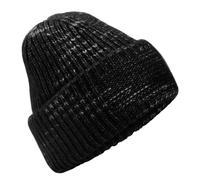 Beechfield Men's Patch Chunky Knit Beanie in True Black Beechfield True Black One Size