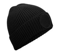 Beechfield Men's Patch Circular Patch Beanie in Black Beechfield Black One Size