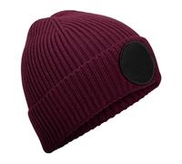 Beechfield Men's Patch Circular Patch Beanie in Burgundy Beechfield Burgundy One Size