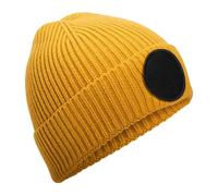 Beechfield Men's Patch Circular Patch Beanie in Mustard Beechfield Mustard One Size