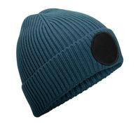 Beechfield Men's Patch Circular Patch Beanie in Navy Beechfield Navy One Size