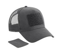 Beechfield Men's Patch Snapback Trucker Cap in Mid Grey Beechfield Mid Grey One Size