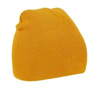 Beechfield Men's Plain Basic Knitted Winter Beanie Hat in Mustard Beechfield Mustard One Size