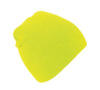 Beechfield Men's Plain Basic Knitted Winter Beanie Hat in Yellow Beechfield Yellow One Size