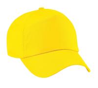 Beechfield Men's Plain Original 5 Panel Baseball Cap in Yellow Beechfield Yellow One Size