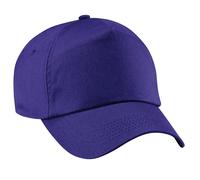 Beechfield Men's Plain Original 5 Panel Baseball Cap Pack of 2 in Purple Beechfield Purple One Size