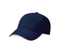 Beechfield Men's Pro-Style Heavy Brushed Cotton Baseball Cap in Mid Navy Beechfield Mid Navy One Size