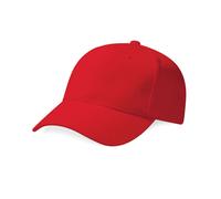 Beechfield Men's Pro-Style Heavy Brushed Cotton Baseball Cap in Red Beechfield Red One Size