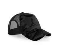 Beechfield Men's Retro Camouflage Snapback Trucker Cap in Black Beechfield Black One Size