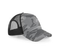 Beechfield Men's Retro Camouflage Snapback Trucker Cap in Mid Grey Beechfield Mid Grey One Size