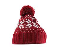 Beechfield Men's Snowstar Fair Isle Beanie in Red Beechfield Red One Size