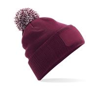 Beechfield Men's Snowstar Patch Beanie in Burgundy Beechfield Burgundy One Size