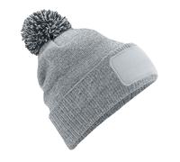 Beechfield Men's Snowstar Patch Beanie in Dark Grey Beechfield Dark Grey One Size