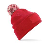 Beechfield Men's Snowstar Patch Beanie in Red Beechfield Red One Size