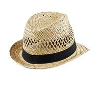 Beechfield Men's Straw Summer Trilby in Natural | Size: Large/XL Beechfield Natural L/XL