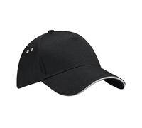 Beechfield Men's Ultimate 5 Panel Contrast Baseball Cap With Sandwich Peak Headwear in Black Beechfield Black One Size