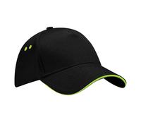 Beechfield Men's Ultimate 5 Panel Contrast Baseball Cap With Sandwich Peak Headwear in Black Beechfield Black One Size