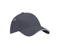 Beechfield Men's Ultimate 5 Panel Contrast Baseball Cap With Sandwich Peak Headwear in Grey Beechfield Grey One Size