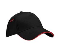 Beechfield Men's Ultimate 5 Panel Contrast Baseball Cap With Sandwich Peak Headwear in True Black Beechfield True Black One Size