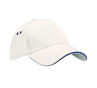 Beechfield Men's Ultimate 5 Panel Contrast Baseball Cap With Sandwich Peak Headwear in White Beechfield White One Size