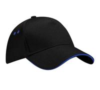Beechfield Men's Ultimate 5 Panel Contrast Baseball Cap With Sandwich Peak Headwear Pack of 2 in Black Beechfield Black One Size