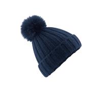 Beechfield Men's Verbier Faux Fur Pom Pom Beanie in Navy Beechfield Navy One Size