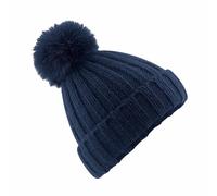 Beechfield Men's Verbier Fur Pom Pom Chunky Beanie in Navy Beechfield Navy One Size